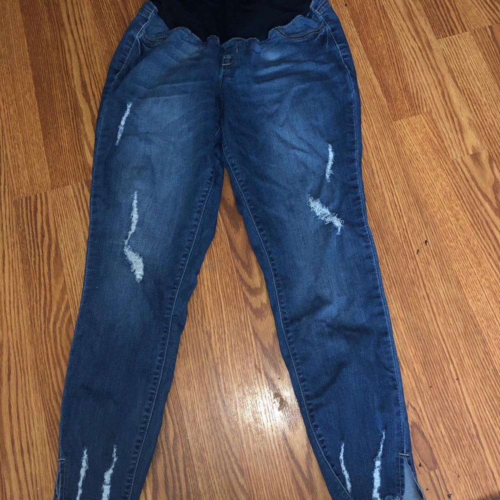 Blue jeans maternity pants